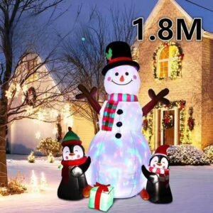 Structure De Noel Gonflable Bonhomme De Neige Et Pingouins 1