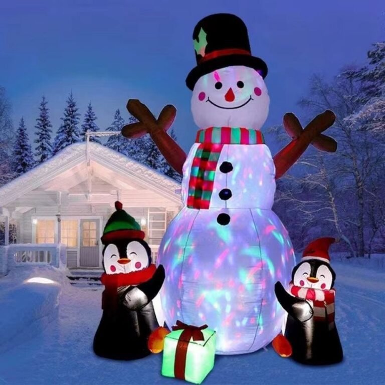 Structure De Noel Gonflable Bonhomme De Neige Et Pingouins