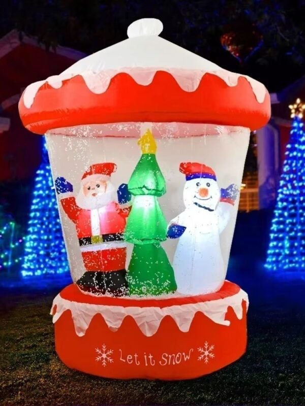 Structure De Noel Gonflable Manege Enneige Avec Pere Noel Sapin Bonhomme De Neige
