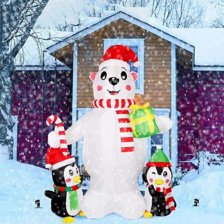 Structure De Noel Gonflable Ours Polaire Avec Pingouin 1