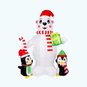Structure De Noel Gonflable Ours Polaire Avec Pingouin 2