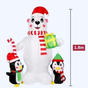Structure De Noel Gonflable Ours Polaire Avec Pingouin 3