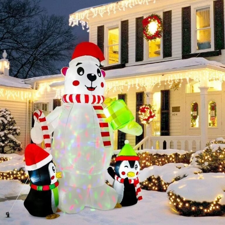 Structure De Noel Gonflable Ours Polaire Avec Pingouin