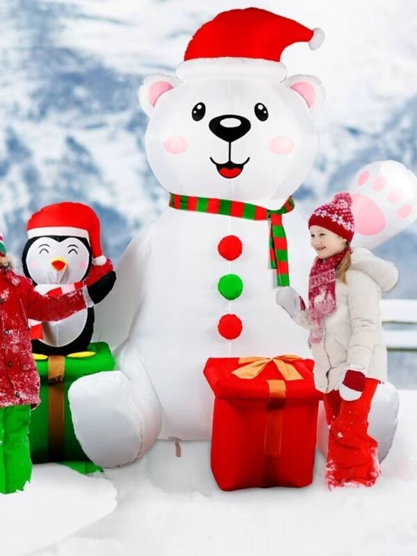 Structure De Noel Gonflable Ours Polaire Et Pingouin