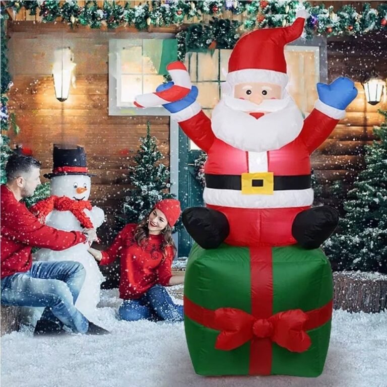 Structure De Noel Gonflable Pere Noel Assis Sur Un Cadeau