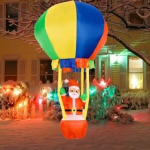 Structure De Noel Gonflable Pere Noel Dans La Montgolfiere