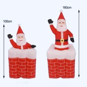 Structure De Noel Gonflable Pere Noel Sortant De La Cheminee 2