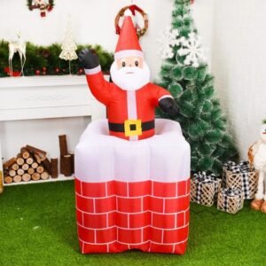 Structure De Noel Gonflable Pere Noel Sortant De La Cheminee