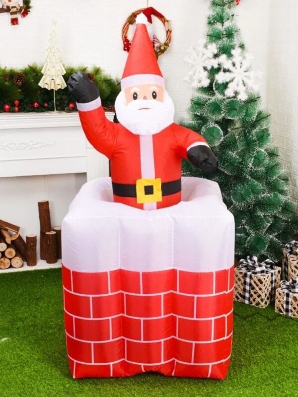 Structure De Noel Gonflable Pere Noel Sortant De La Cheminee