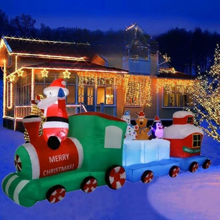 Structure De Noel Gonflable Train Du Pere Noel Avec Ses Amis
