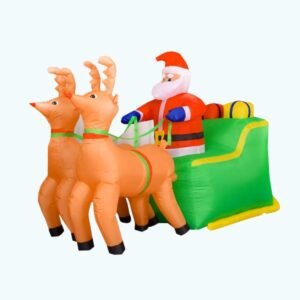 Structure De Noel Gonflable Traineau Vert Du Pere Noel