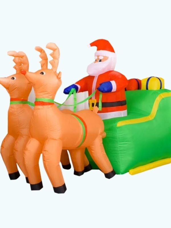 Structure De Noel Gonflable Traineau Vert Du Pere Noel