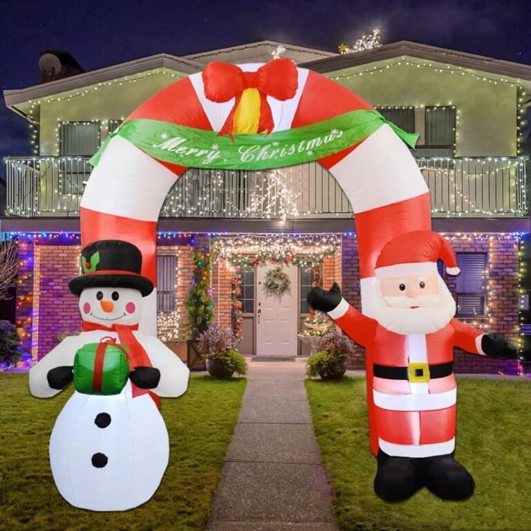 Structure Gonflable Pour Noel Arc Avec Pere Noel Et Bonhomme De Neige 1
