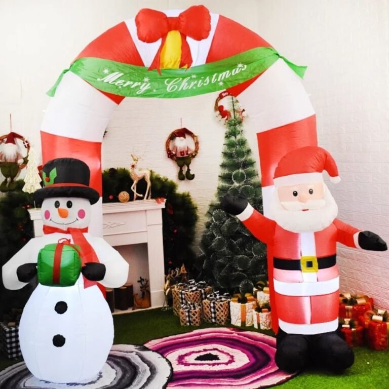 Structure Gonflable Pour Noel Arc Avec Pere Noel Et Bonhomme De Neige
