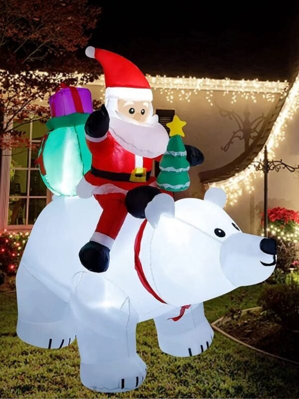 Structure Noel Gonflable Pere Noel Sur Un Ours Blanc