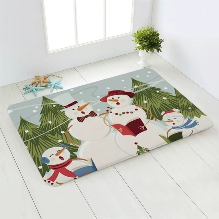 Tapis Blanc De Noel Bonhomme De Neige 1