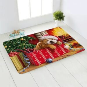 Tapis De Noel Chiot Dans Un Cadeau 1
