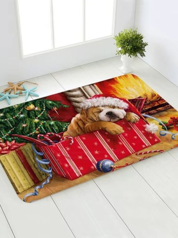 Tapis De Noel Chiot Dans Un Cadeau 1