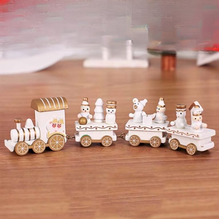 Train De Noel Blanc En Bois 1