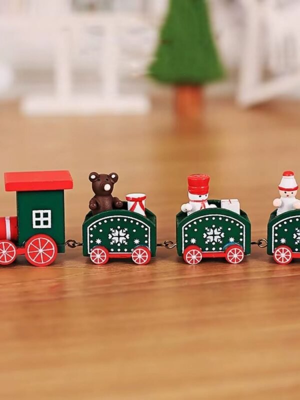 Train De Noel Vert En Bois