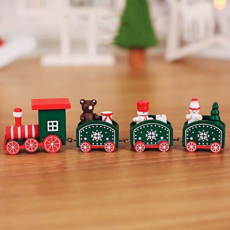 Train De Noel Vert En Bois