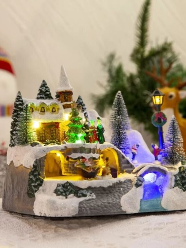 Village Illumine De Noel Neige Et Sapin