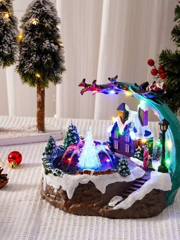 Village Lumineux De Noel Avec Traineau